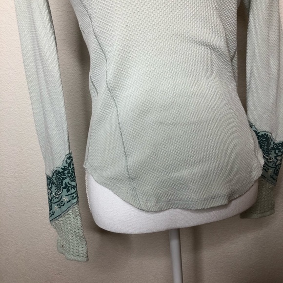 Free People Mint Bandana Cuff Round neck Waffle Thermal - Picture 6 of 8